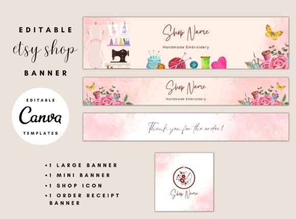 Embroidery Etsy Shop Kit Templates: Your Brand Starter