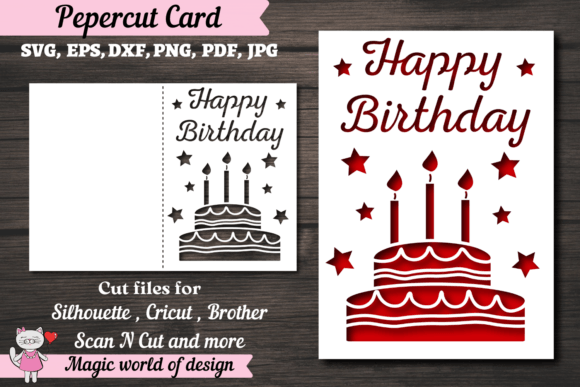 Happy Birthday Card: Papercut Templates for Handmade Elegance