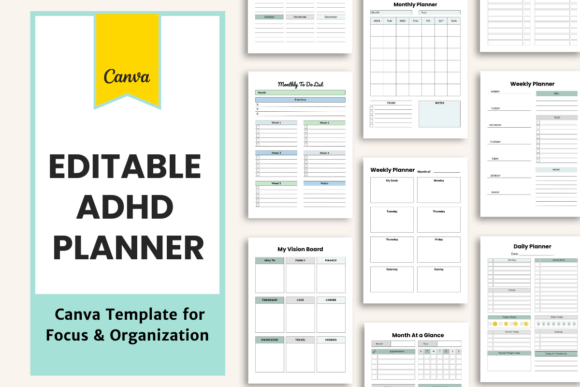Master Your ADHD Mind: The Editable Planner Template