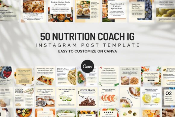 Master Your Nutrition Coach Instagram Feed with Editable Canva Templates