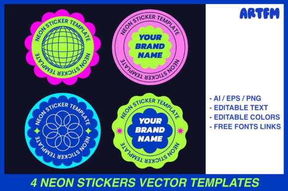 Neon Y2K Sticker Print Templates: Revive the Retro Vibe