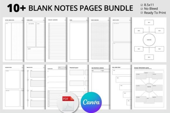 Printable Note Templates for KDP Bundle: Your All-in-One Interior Solution